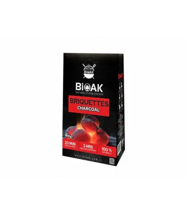 Presuoti lazdyno riešutų lukštų anglies briketai BIOAK, 4 kg