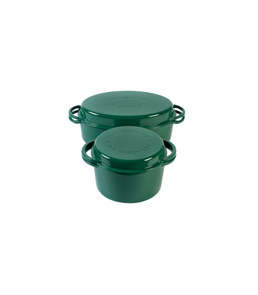 Žalias puodas, apvalus ir ovalus