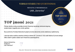 UAB "Serenika" TOP Lietuvos įmonė  2021